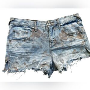 Free People Floral Print Denim Shorts Great for Music Festival Outfit